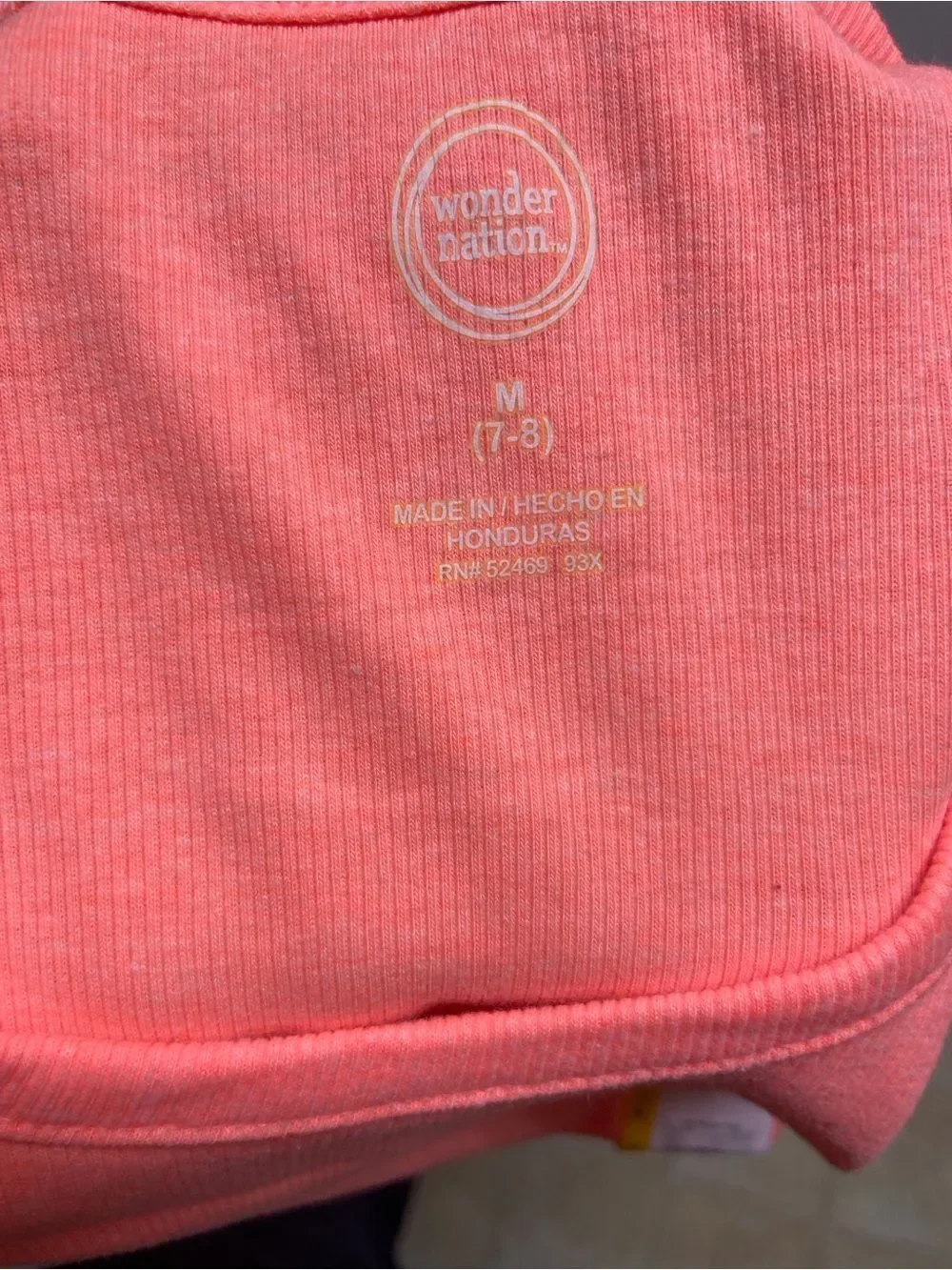 Wonder Nation Coral Heathered Active Top - No Visible Brand Size M (7-8)